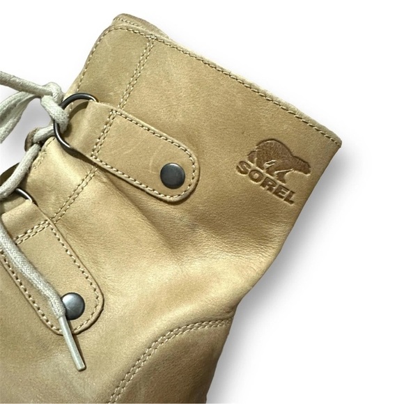 SOREL Joan of Arctic Wedge II Ankle Boots in Ash Brown Leather Sz. 8 - Picture 6 of 12